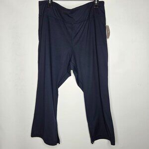 J. Jill Women's Pant Fit Out & About Kick Flare XL Navy Pull On Slit Hem Cropped